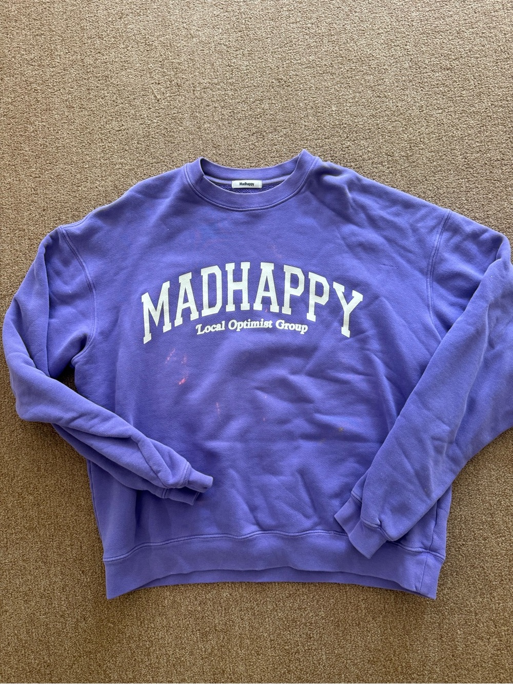 Madhappy Lavender Crewneck Sweatshirt with White Logo